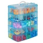 BELLE VOUS 5-Tier Craft Storage Box with 50 Compartments - Plastic Organiser Box for Medicine, Craft Supplies, Beads, Jewellery - Blue Lego Storage Drawers