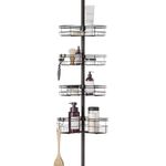 Zenna Home Shower Tension Pole Caddy, Bronze, 4 Corner-hugging Baskets (E2159HB)