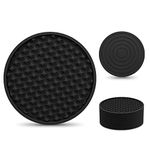 EAGMAK Coasters for Drinks Set of 8, Silicone Drink Coasters with Grooved Pattern, Non-Slip Base, Washable and Heat Resistant Coffee Coasters for Wooden Table, Desk, Kitchen, Office, Bar-Black