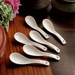 Vemlons Soup Spoon/Soup Spoons Ceramic Soup Spoon/Soup Spoon Set of 6 Pure Ceramic White Color Microwave Safe 15 cm Soup Spoons