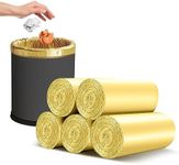 4-6 Gallon Small Gold Trash Bags Strong Golden Garbage Bags, Strong Material Disposable, Durable Plastic Trash Bags for Office Home Kitchen Waste Basket Liner, 5 rolls 100 count(Golden)