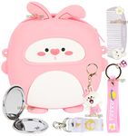 Zest 4 Toyz Kids Makeup Bags Silicon Bag with Mirror Comb & Keychain Cartoon Shape Design Cosmetic Bag for Kid Girls & Women/Cross Body Bag for Kids Girls (Pink)