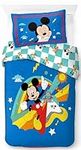 Jay Franco Disney Mickey Mouse Blue 100% Cotton Single Duvet Cover Set - Includes 50 x 70 cm Pillowcase