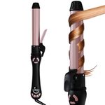 Lanvier Rotating Curling Iron 1.25 Inch Automatic Long Barrel Curling Wand for Waves; Tourmaline Ceramic Self Curler with 2 Rotating Speed, 11 Adjustable Temperature and Dual Voltage for Worldwide Use