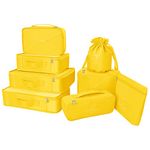 BETLLEMORY Packing Cubes 8 Sets Travel Luggage Organizers with Waterproof Shoe Storage Bag Compression Pouches(Yellow)