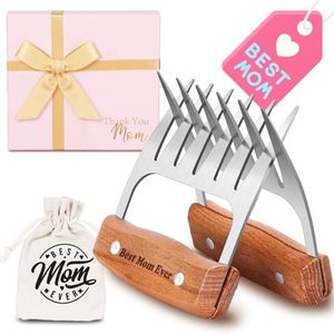 Gifts for Mom, Meat Claws for Pulled Pork, Stainless Steel Chicken Shredder - Best Mom Ever, Birthday Gifts for Mom, Grilling BBQ Smoker Accessories for Mom with Storage Sack