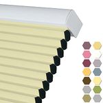 Persilux Custom Size Cellular Shades Cordless 100% Blackout Roller Shades Honeycomb Blinds Waterproof UV Protection Roller Window Shades for Home, Bedroom and Kitchen Door Cream