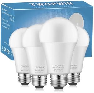 TWOPWIN Garage Door Opener Light Bulbs, 12W High Brightness 1500LM, Minimize Interference LED Light Bulbs for Garage Door Opener, FCC Listed, 6000K Cool White Bright LED Light Bulb, E26 Base, 4PK