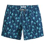 MaaMgic Mens Quick Dry Swim Trunks with Mesh Lining Flamingo Boardshorts, Coconut Tree Marine, Medium ( Waist:31''-33'' )