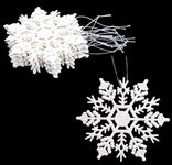 Christmas Concepts® Pack of 12-10cm Glitter Snowflake Hanging Decorations - Christmas Decorations (White)