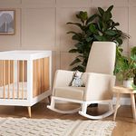 Obaby High Back Rocking Chair, White with Oatmeal Cushions