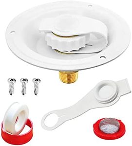 RV City Water Fill Inlet Flange Check Valve Water Hookup Connector 3/4 NH Female to 1/2 NPT Male Mount Lead-Free Brass Flush RV Water Backflow Preventer with Dust Plug for RV Camper Motorhome