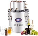 Seeutek Alcohol Still Kit Complete, 8 Gal / 30 L Stainless Steel Water Alcohol Distiller with Water Pump & Thermometer, DIY Distillery Kit for Alcohol with Extended Copper Pipe to Speed Up Brewing