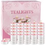 100 Pack Pink Unscented Tealight Candles,Tea Lights with 4-Hour Burn Time,Tealight Candles for Valentine's Day Holiday Wedding Table Parties