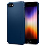 Spigen Thin Fit Back Cover Case for iPhone SE 2022 | iPhone SE 2020 | iPhone 7 | iPhone 8 (TPU + Poly Carbonate | Navy Blue)