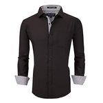 ALEX VANDO Mens Dress Shirts Wrinkle Free Regular Fit Stretch Rayon Button Down Shirt(Black,M)