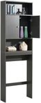 77" Over The Toilet Storage Cabinet,Over Toilet Bathroom Storage Organizer with Open Shelves and Double Doors,Bathroom Organizer Space Saver Over Toilet,Space Saving Storage Cabinet for Bathroom Grey