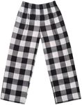 Ekouaer Pajama Pants for Boys Soft Pajama Pants Plaid Long Pj Pants Kids Cute Elastic Waist Bottoms Black White Plaid 150