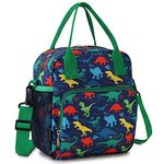 RAVUO Lunch Box for Boys, Dinosaur Insulated Lunch Bag for Kids Children Cute Insulated Cooler Thermal Meal Tote Kit with Handle and Detachable Shoulder Strap