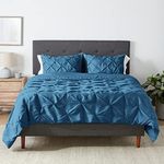 Amazon Basics Pinch Pleat All-Season Down-Alternative Comforter Bedding Set, Full/Queen, Dark Teal