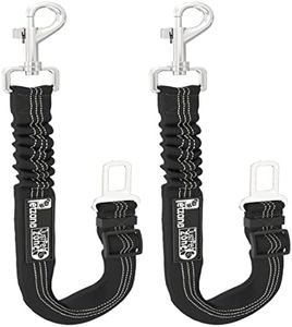 Adjustable 2 Pack Premium Dog Seat Belt for Car, with Bungee Buffer Safety Heavy Duty elastic Leads Harness for Cars Elastic Bungee Buffer to prevent your puppy from shock attenuation (black)