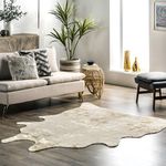 nuLOOM Marcia Machine Washable Faux Cowhide Area Rug, 5' x 6' 7", Off-White