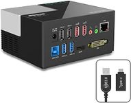 Wavlink USB 3.0 Laptop Docking Station Dual Video Monitor Display DVI, HDMI,VGA,Gigabit Ethernet, Audio, 4 USB Ports, 2 Charging Port for Laptop, Ultrabook and PC-Black