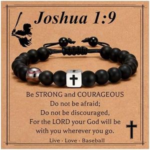 Esrial Baseball Bracelet Gifts for Men Cross Beaded Bracelet for for Son Grandson Brother Nephew Players Team Fan Friends,Baseball Accessories for Men Christmas Birthday Gifts(Baseball,Black)
