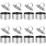 ruggito 8 Pieces Cooking Rings Set with Pusher Non-Stick Stainless Steel Round Food Rings for Cooking Crumpets Eggs Pastry Mousse Desserts,8cm Diameter