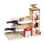 Le Toy Van TV453 Wooden 3 Storey Fire & Rescue Garage Car Set, Vehicle Role Play Toys, Suitable for 36+ Months, Multicoloured, Large