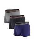 Separatec Men's Boxers Bamboo Underwear Trunks Breathable Soft Dual Pouch Fitted Underpants with Fly 3 Pack