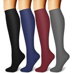 CHARMKING Compression Socks for Women and Men Circulation (4 Pairs)15-20 mmHg is Best Support for Athletic Running Cycling (L/XL,Multi 05)