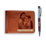 LASER GURU Personalized Wallet with Name and Photo Plus Customized Pen Unique Gift for Husband Boyfriend Men Best Birthday Gift Ideas for Him Custom Gifts for Boys and Men