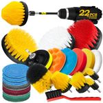 Holikme 14Piece Drill Brush Attachments Set, Scrub Pads & Sponge, Power Scrubber Brush with Extend Long Attachment All purpose Clean for Grout, Tiles, Sinks, Bathtub, Bathroom, Kitchen & Automobile
