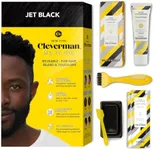 Cleverman Hair & Beard Dye Kit for Men, All-in-One Reusable Mens Hair Color, Natural Gray Coverage, Ammonia-Free Beard Mustache Dye for Men (Jet Black for Black Men)