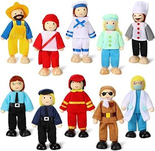 10 Pcs Wooden Dollhouse Family Set of Mini People Figures Dollhouse Dolls Wooden Doll Family Pretend Play Figures Accessories for Pretend Dollhouse Toy(Fresh Style)