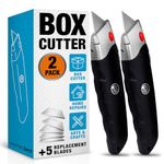 Internet's Best Premium Utility Knife - Set of 2 - Retractable Razor Knife Set - Extra Blade Refills - Box Cutter Locking Razor Knife