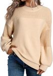 Dokotoo Sweaters for Women Ladies Long Sleeve Casual Loose Crewneck Pullover Sweater Trendy Solid Color Knit Tops Fashion Fall Jumpers Apricot Small