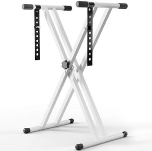 MAMIZO Supporto per Tastiera Regolabile in Altezza 28–97CM, Supporto tastiera musicale X a doppia staffa, Supporto per Pianoforte, Capacità di Carico 30KG, Supporto per Tastiera Bianco
