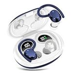 QXQ Wireless Earbuds, Bluetooth Headphones Sport 5.3, 60H Stereo Sound Bluetooth Earphones with HD Dual Mic, Ear EarHooks for Running, Blue