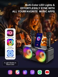 Karaoke Machine with 2 Wireless Microphones – Portable Bluetooth Speaker