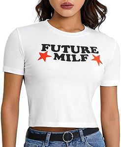 Funny Letter Baby Tees for Women Graphic Y2k Crop Tops Short Sleeve T-Shirt Summer Clothes for Teen Girls, 03 White, Medium