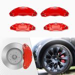Tesritar Caliper Covers Set of 4 Compatible with Model Y Accessories,Fit for 2020-2024 Model Y Red Caliper Covers 19 Inch 20 Inch Wheel Hub Front and Rear Brake Caliper Covers