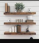 Md Decor sheesham Wood Floating Shelf | Solid Wood, Hard Wax Oiled | Handmade | Wooden Wall Decor Book Shelf/Floating Wall Shelf/ (Set of 3)