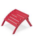 BUPPLEE Folding Adirondack Ottoman for Adirondack Chair, HDPE All Weather Outdoor Footrest Poly Lumber Adirondack Footstool for Patio, Backyard, Garden, Easily Storage - Red