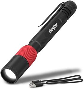 Energizer Rechargeable Pen Light, 400 Lumens, IPX4 Water-Resistant, Lightweight Metal Pocket Flashlight, Rechargeable Penlight Flashlight for Inspection, Work, USB Cable Included