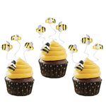 ZHUOWEISM 30 PCS Bumble Bee Cupcake Toppers Resin Little Figurine Bee Cupcake Picks Oh Babee Cake Decorations for Bee Theme Baby Shower Kids Boys Girls Birthday Party Decoration Supplies