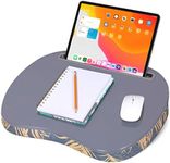 BIRDROCK HOME Lap Desk with Pillow Cushion | Tablet Slot | Fits Laptops Up to 15" | Tablets Up to 9.6" | Tropical Grey Pattern | Laptop Stand Accessories | Work from Home