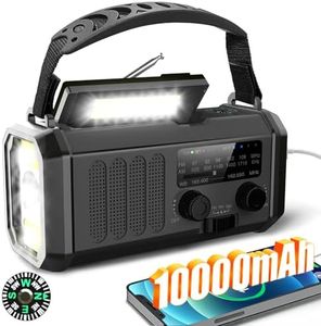 10000mAh Emergency Radio with NOAA Weather Alert,Portable Solar Hand Crank AM FM Radio for Survival,SOS Alarm and LED Flashlight & Reading Light for Outdoor Camping Hurricane Storm-Black