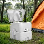 Nucarture 22L Portable Western Flush Toilet for Camping Indoor Outdoor Commode Travel Toilet for Kids Patients Traveling Toilet Seat for Adult (Grey)